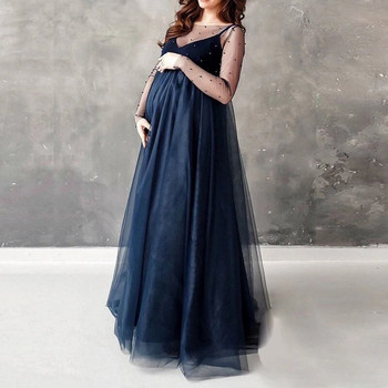 Μακρυμάνικο δικτυωτό φόρεμα 2022 για έγκυες γυναίκες Νυφικό σκοπευτικά στηρίγματα φόρεμα εγκυμοσύνης Μόδα για έγκυες γυναίκες