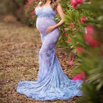 2022 Άνοιξη Φθινόπωρο Νέα Ρούχα εγκυμοσύνης για φωτογράφιση δαντέλα Σέξι φόρεμα με μακριά ουρά για έγκυες γυναίκες Νυφικό