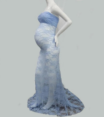 2022 Άνοιξη Φθινόπωρο Νέα Ρούχα εγκυμοσύνης για φωτογράφιση δαντέλα Σέξι φόρεμα με μακριά ουρά για έγκυες γυναίκες Νυφικό