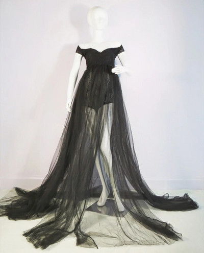 2023 m. naujos mados nėščiųjų fotografijos tiulio suknelės Bodžinis kostiumas nėščiai moteriai Fotosesijos kostiumas su tiulio suknele