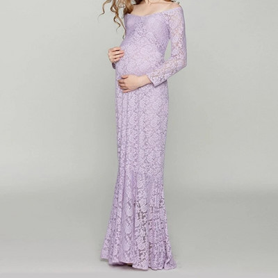 2023 m. Nėštumo fotosesijos suknelė Drabužiai ilgomis rankovėmis nėščioms moterims Madingi drabužiai nėščiosioms Nėriniuoti nėriniuota suknelė nėščiosioms