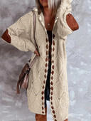 Moterų 2023 m. rudens stambūs ilgi megztiniai, atviri priekyje megzti megztiniai, laisvi viršutiniai drabužiai nėščiosioms