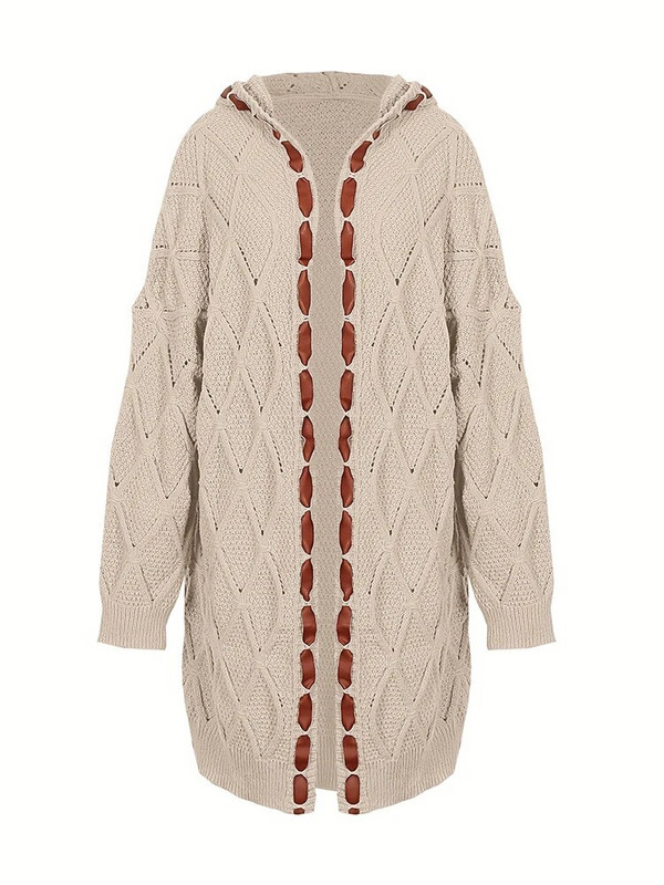 Moterų 2023 m. rudens stambūs ilgi megztiniai, atviri priekyje megzti megztiniai, laisvi viršutiniai drabužiai nėščiosioms