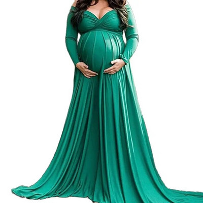 Γυναικείο βραδινό φόρεμα 2022 Σέξι φόρεμα με λαιμόκοψη για έγκυες γυναίκες Ρούχα εγκυμοσύνης Φορέματα κοστουμιών με φωτογραφικά στηρίγματα