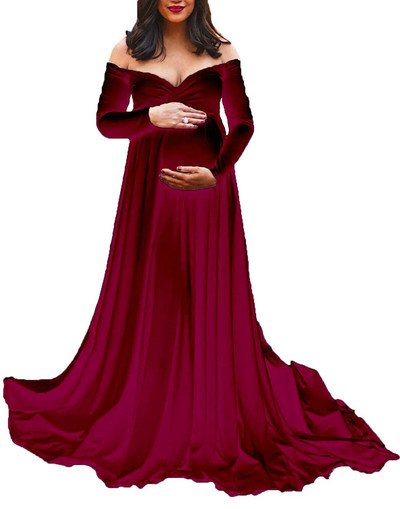 Γυναικείο βραδινό φόρεμα 2022 Σέξι φόρεμα με λαιμόκοψη για έγκυες γυναίκες Ρούχα εγκυμοσύνης Φορέματα κοστουμιών με φωτογραφικά στηρίγματα