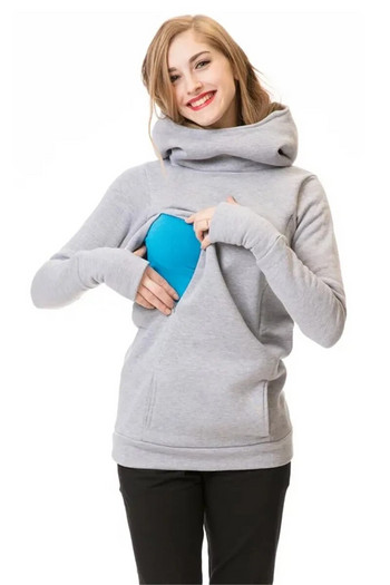 Суичър за бременни и кърмачки Дамски пуловер с качулка за бременни с дълъг ръкав и качулка за кърмене Пуловер с качулка за бременни жени с дълъг ръкав
