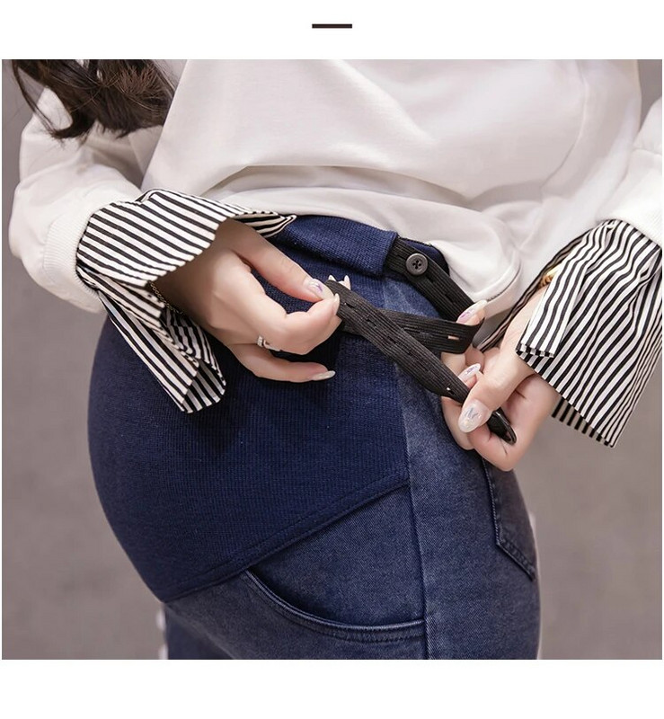 Φθινοπωρινές έγκυες γυναίκες Ψηλή μέση κοιλιά Καουμπόικο παντελόνι Λεπτό στρίφωμα Γυναικείο παντελόνι μολύβι Εγκυμοσύνη Skinny τζιν κολάν Τζιν