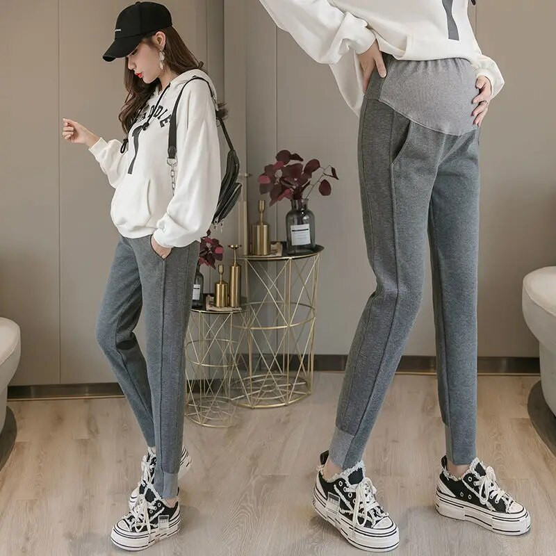 Kućne ležerne tajice za trudnice, čvrste tajice za trudnice, široke podesive hlače za fitness