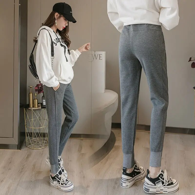 Kućne ležerne tajice za trudnice, čvrste tajice za trudnice, široke podesive hlače za fitness