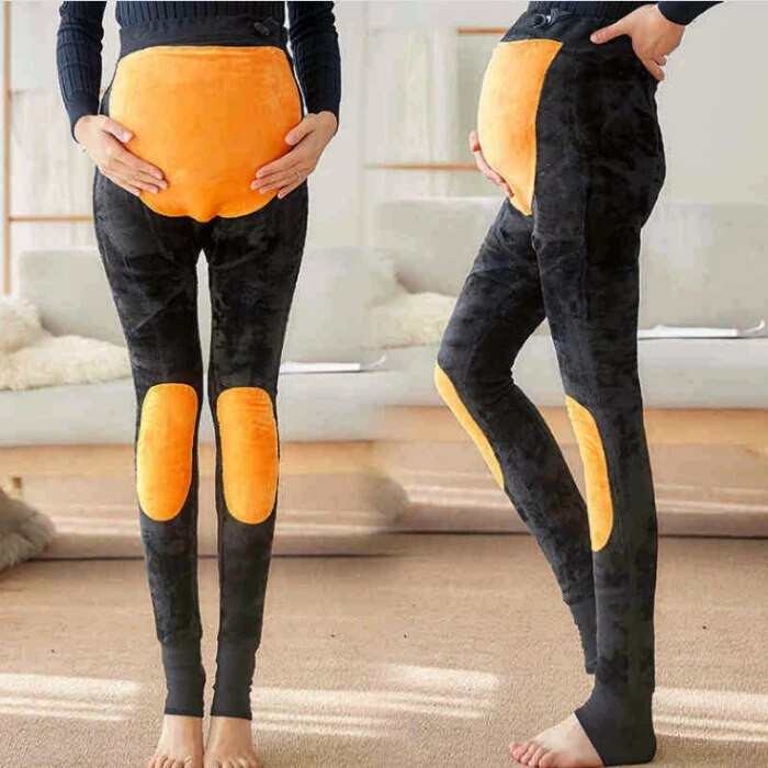 Pridėti sluoksnį aksominiai žieminiai drabužiai nėščiosioms antblauzdžiai aukštu juosmeniu kelnės pastorintos šiltos plius aksominės kelnės nėščiosioms nėščioms moterims