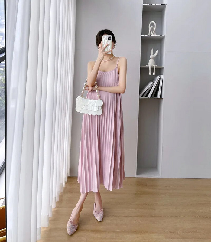 Priežastinės mados klostuotos dvi dalys motinystės elegantiškos solidžios nėščios moters sijonai be rankovių 2022 m. vasaros seksualios „Camis“ suknelės