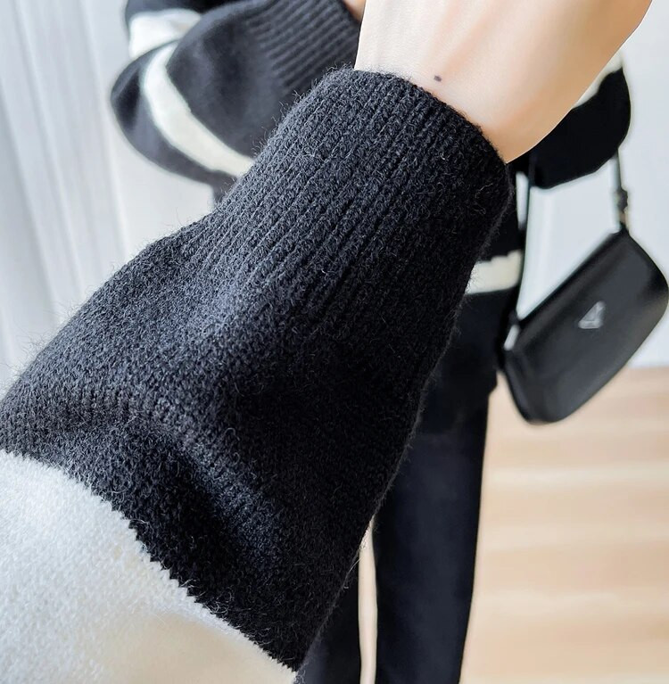 Sügistalvine uus rasedatele naistele Korea versioon vabaaja laisk mitmekülgne kampsun, must valge triibuline kampsun, vaba jakk mantlid