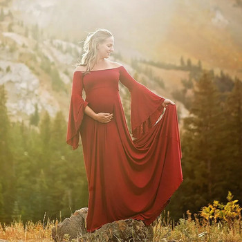 Φόρεμα εγκυμοσύνης Φόρεμα Φωτογράφησης Off Shoulders Σέξι Φόρεμα εγκυμοσύνης για φωτογράφιση Έγκυα μακριά μάξι φορέματα συν μέγεθος 5XL