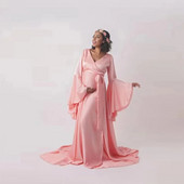 Σέξι φορέματα εγκυμοσύνης με λαιμόκοψη V με σπαστό μπροστινό μέρος Φόρεμα μητρότητας Φωτογραφία μακριές έγκυες μάξι φόρεμα εγκυμοσύνης