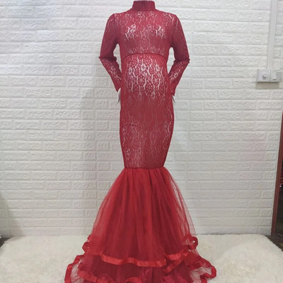 Čipkane uske maksi trudničke haljine za otmjene fotografije za trudnice Seksi perspektivna suknja u obliku sirene Haljina za novorođenče