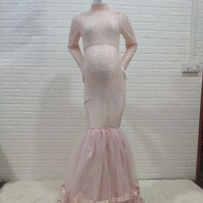 Čipkane uske maksi trudničke haljine za otmjene fotografije za trudnice Seksi perspektivna suknja u obliku sirene Haljina za novorođenče