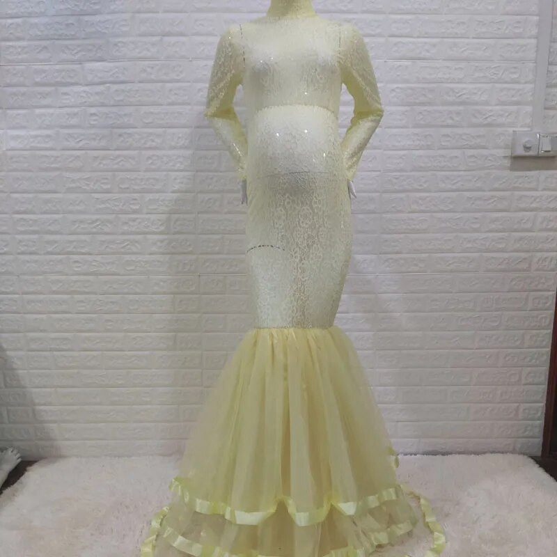 Čipkane uske maksi trudničke haljine za otmjene fotografije za trudnice Seksi perspektivna suknja u obliku sirene Haljina za novorođenče