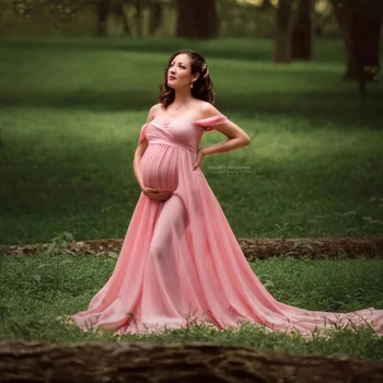 Δαντελένια φορέματα εγκυμοσύνης για φωτογραφική λήψη Σέξι χωρίς ώμους έγκυος γυναίκα Μακρύ κομψό φόρεμα ντους μωρού Γυναικείο βραδινό φόρεμα Νέο