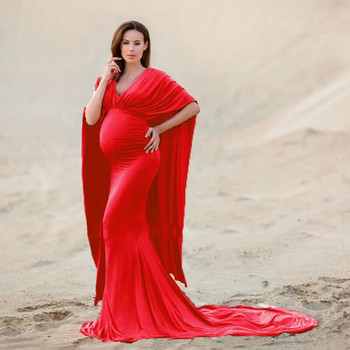 Φόρεμα για φωτογραφία μητρότητας Φόρεμα με λαιμόκοψη V-λαιμόκοψη Φόρεμα ντους μωρού Φανταστική φωτογραφία εγκυμοσύνης Σέξι μάξι βραδινό φόρεμα