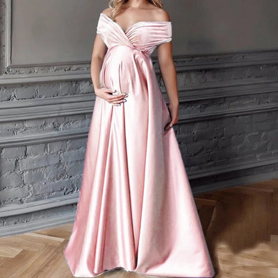 Sügav V-kaelusega rasedusseelik fotosessiooniks Pika seelikuga kleit fotosessiooniks Raseduse seksikas Maxi Raseduse siidist beebi dušikleit