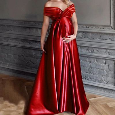 Sügav V-kaelusega rasedusseelik fotosessiooniks Pika seelikuga kleit fotosessiooniks Raseduse seksikas Maxi Raseduse siidist beebi dušikleit