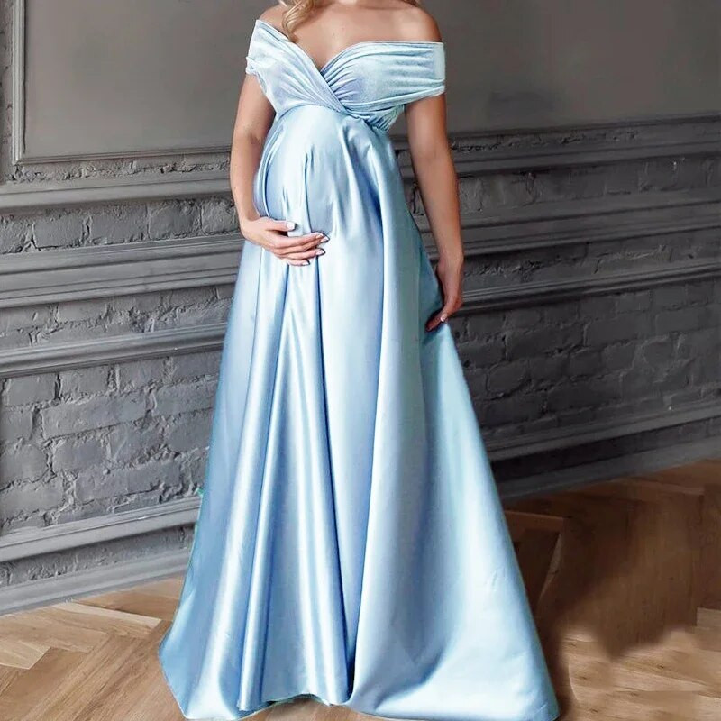 Sügav V-kaelusega rasedusseelik fotosessiooniks Pika seelikuga kleit fotosessiooniks Raseduse seksikas Maxi Raseduse siidist beebi dušikleit