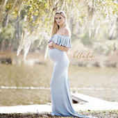 Raseduse saristamine fotograafia kleit Baby Shower Roosa rasedate kleidid Seksikas raseda naise õhtukleit