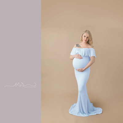 Raseduse saristamine fotograafia kleit Baby Shower Roosa rasedate kleidid Seksikas raseda naise õhtukleit