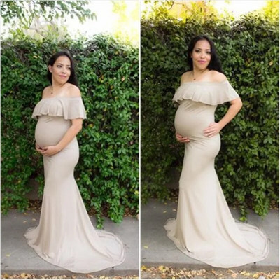 Raseduse saristamine fotograafia kleit Baby Shower Roosa rasedate kleidid Seksikas raseda naise õhtukleit