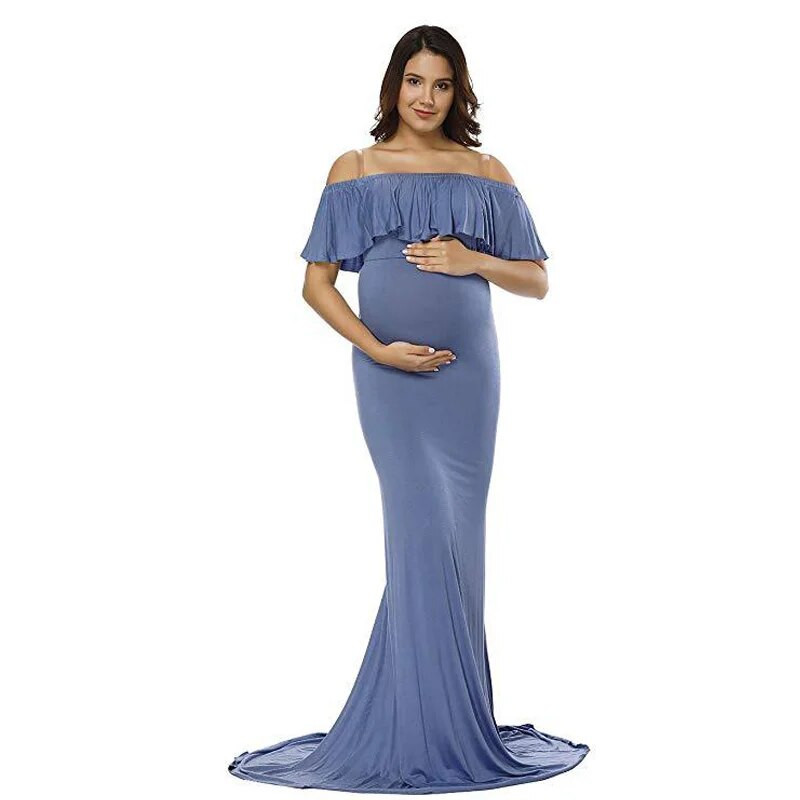 Raseduse saristamine fotograafia kleit Baby Shower Roosa rasedate kleidid Seksikas raseda naise õhtukleit