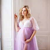 Grūtnieču Tills Perspektīvas volāniem fotografēšanas kleita Mežģīņu V veida kakla izgriezums grūtniecēm Seksīga, grezna fotosesija Baby Shower Maxi kleita