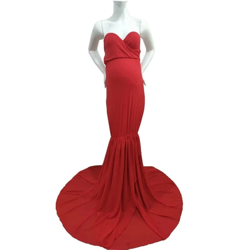 Raseduse maksikleidid fotosessiooniks Seksikas õlgadeta rasedusfotograafia kleit rasedatele naistele beebi duširiided