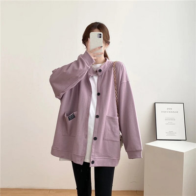 Kevadine kampsun kampsun ja kapuutsi nööpidega taskutega puuvillane frotee rasedatele rasedatele kandmiseks Dropshipping 9125