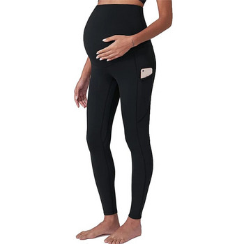 Облекло за бременност Mama Дамски панталони за йога за бременни за жени с джобове Тренировъчни панталони за йога с висока талия за жени Клинове