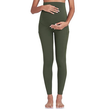 Облекло за бременност Mama Дамски панталони за йога за бременни за жени с джобове Тренировъчни панталони за йога с висока талия за жени Клинове