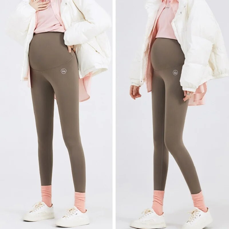 Κολάν εγκυμοσύνης για γυναίκες πάνω από την κοιλιά, Χειμερινό ζεστό χοντρό παντελόνι γιόγκα εγκυμοσύνης