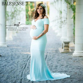 Puuvillased Maxi rasedate kleidid rasedate naiste fotosessiooniks Seksika V kaelusega lühikeste varrukatega pikkade raseduskleidide fotograafia rekvisiidid