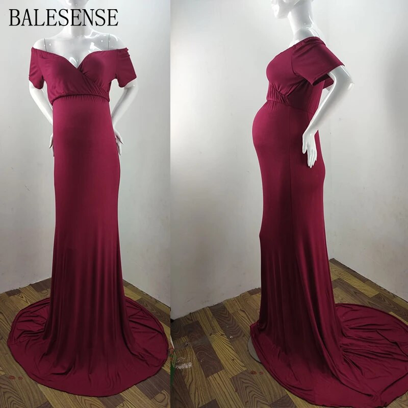 Puuvillased Maxi rasedate kleidid rasedate naiste fotosessiooniks Seksika V kaelusega lühikeste varrukatega pikkade raseduskleidide fotograafia rekvisiidid