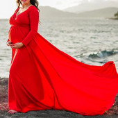 Rasedate õlgadeta maksikleidid fotosessiooniks pikkade varrukatega rasedatele naistele beebide duši all pildistamise rekvisiidid, kleit rasedatele naistele