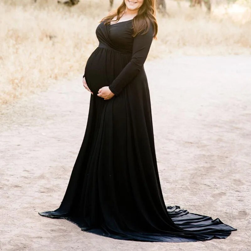 Rasedate õlgadeta maksikleidid fotosessiooniks pikkade varrukatega rasedatele naistele beebide duši all pildistamise rekvisiidid, kleit rasedatele naistele