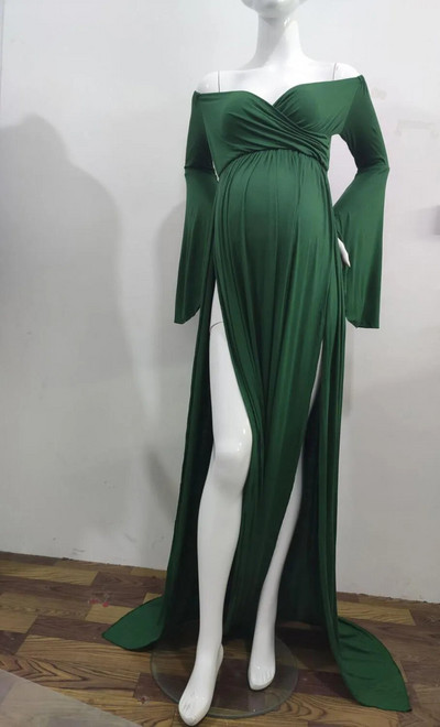 Grūtnieču kleitas fotosesijai Seksīgas kleitas ar pūtīgām piedurknēm grūtniecēm Maxi gara kleita grūtniecības fotografēšanai