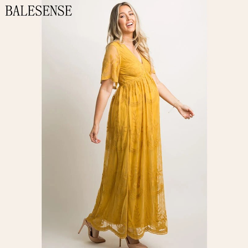 Valged pitsist rasedate kleidid fotosessiooniks suveks V kaelusega rasedus Baby Shower kleit rasedatele naistele fotograafia Maxi kleidid