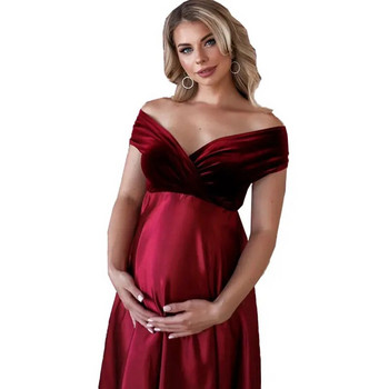 Σέξι μάξι φόρεμα εγκυμοσύνης εκτός ώμου Φορέματα για φωτογραφική λήψη Elegnat Φόρεμα εγκυμοσύνης με μακριά φορέματα εγκυμοσύνης Φωτογραφία