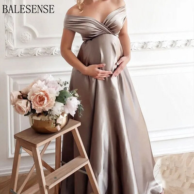Seksualios nuo pečių suknelės nėščiosioms Maxi suknelės fotosesijai Elegnat nėščioms moterims Ilgos suknelės nėščiosioms suknelės Fotografija