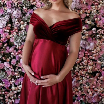 Seksualios nuo pečių suknelės nėščiosioms Maxi suknelės fotosesijai Elegnat nėščioms moterims Ilgos suknelės nėščiosioms suknelės Fotografija