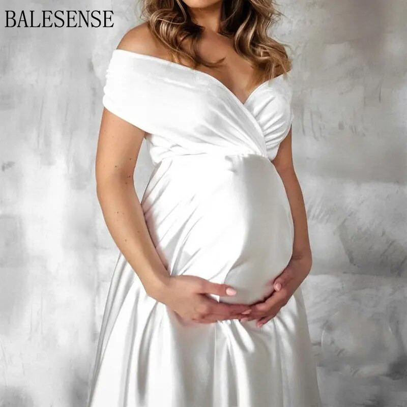 Seksualios nuo pečių suknelės nėščiosioms Maxi suknelės fotosesijai Elegnat nėščioms moterims Ilgos suknelės nėščiosioms suknelės Fotografija