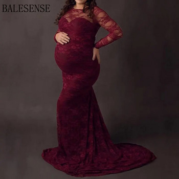 Δαντελένιο φόρεμα εγκυμοσύνης για φωτογραφία μακρυμάνικο μάξι φόρεμα για παιδικό ντους ρούχα εγκυμοσύνης Φόρεμα φωτογραφίας εγκυμοσύνης
