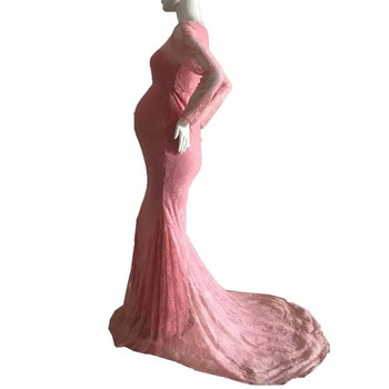 Δαντελένιο φόρεμα εγκυμοσύνης για φωτογραφία μακρυμάνικο μάξι φόρεμα για παιδικό ντους ρούχα εγκυμοσύνης Φόρεμα φωτογραφίας εγκυμοσύνης