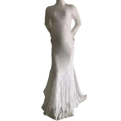 Nėriniuota suknelė, skirta fotosesijai, ilgomis rankovėmis, maksimaliai didelė suknelė, skirta kūdikio vakarėliui. Motinystės rūbai Nėštumo fotografavimo suknelė