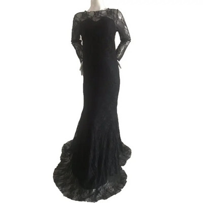 Nėriniuota suknelė, skirta fotosesijai, ilgomis rankovėmis, maksimaliai didelė suknelė, skirta kūdikio vakarėliui. Motinystės rūbai Nėštumo fotografavimo suknelė